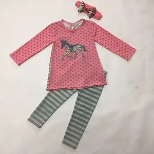 Girl’s 3pc. Horse Pants Set w/ Headband